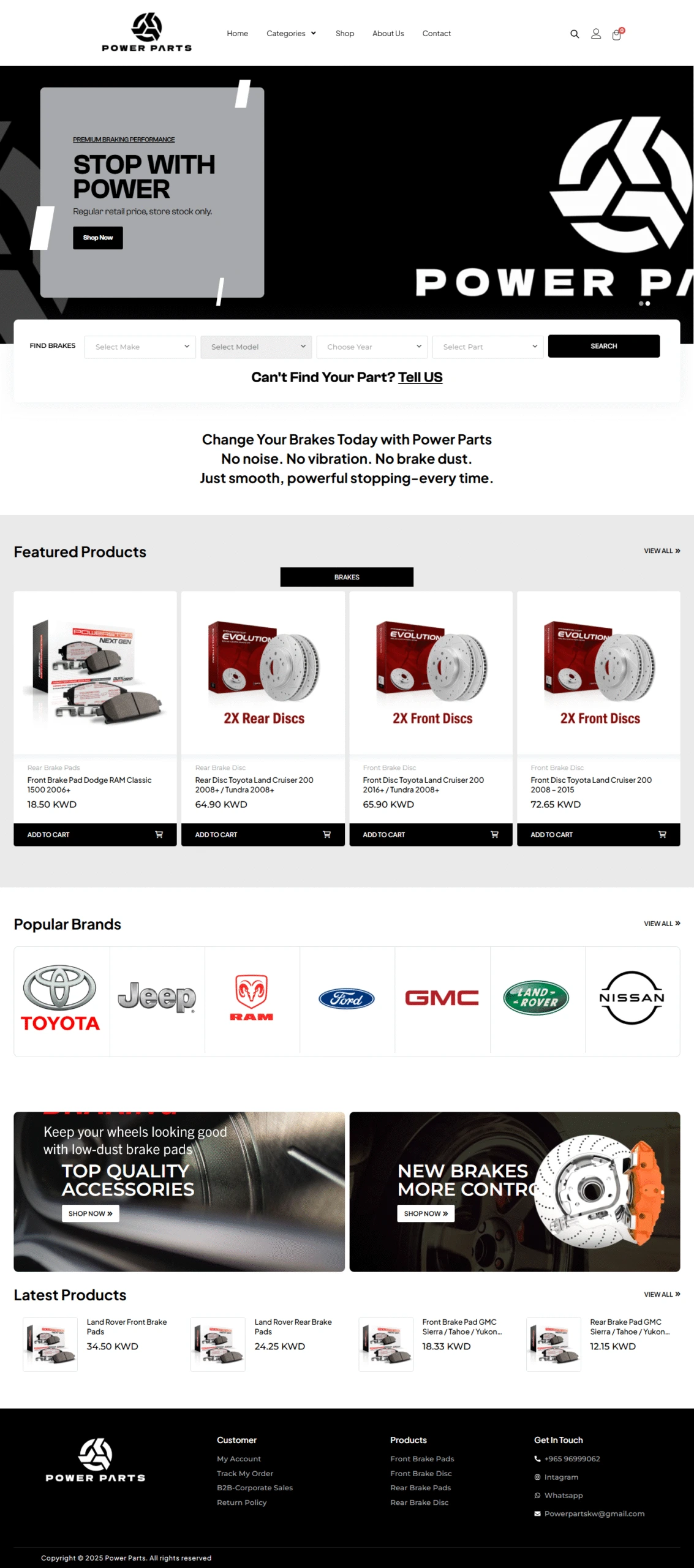 Portfolio example featuring eCommerce website design for auto parts store