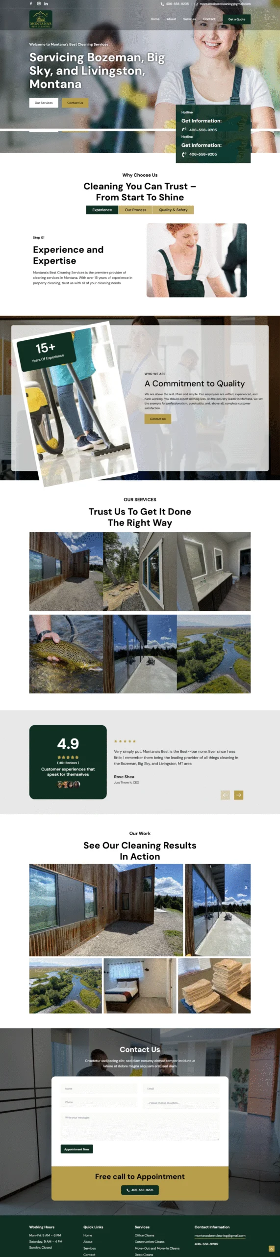 Portfolio example of cleaning service business website design