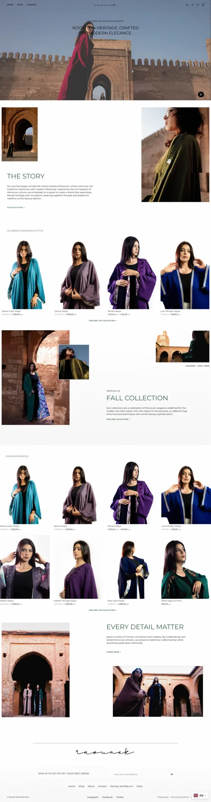 Portfolio example of cultural fashion eCommerce website design
