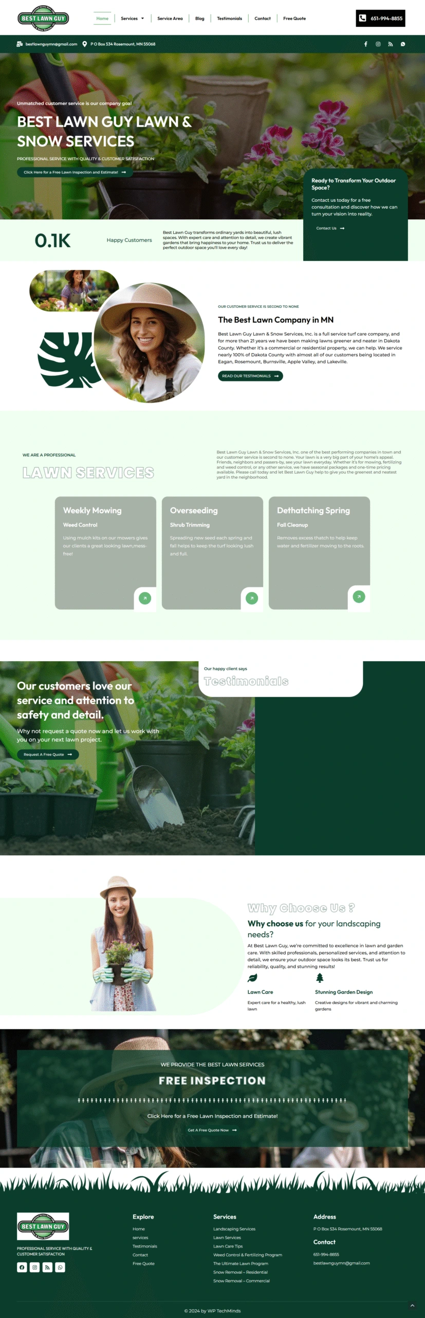 Portfolio example of lawn care and snow services company website