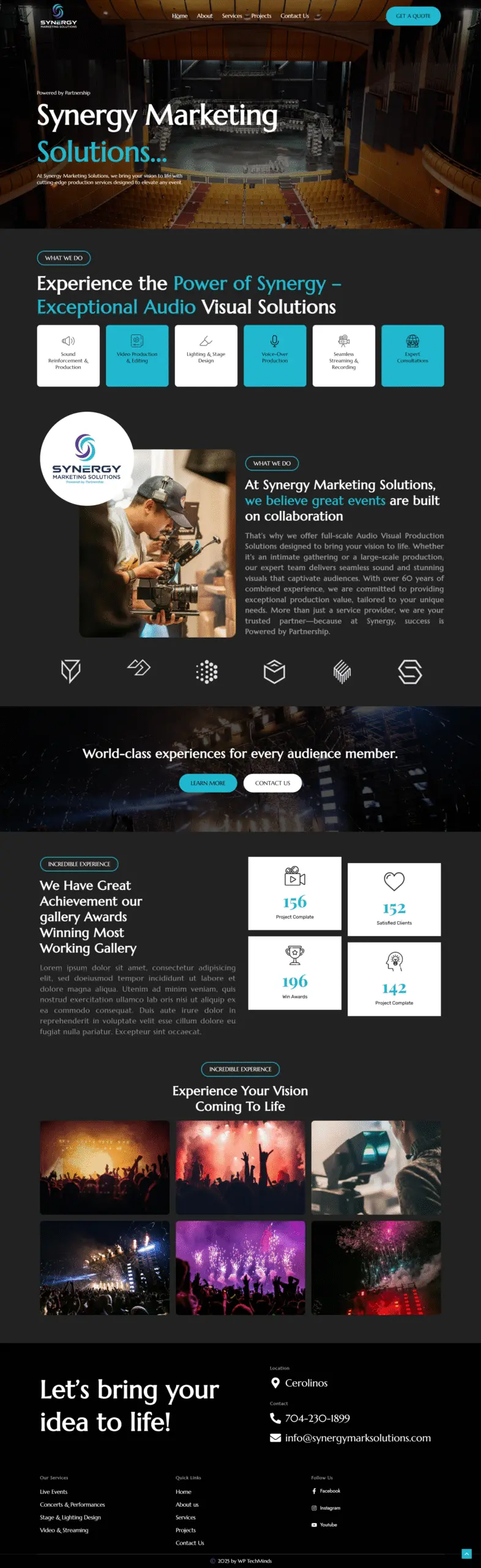 Portfolio example showcasing audio visual marketing solutions website