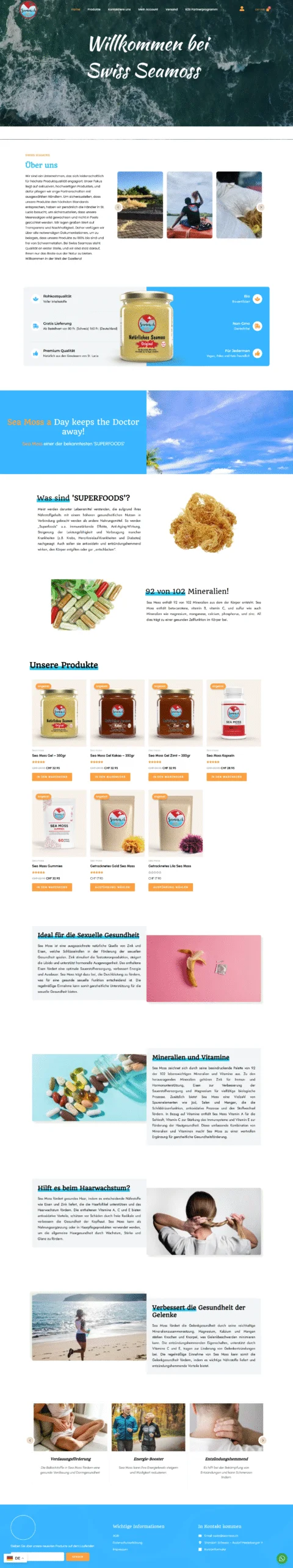 Portfolio project showcasing sea moss health product eCommerce website