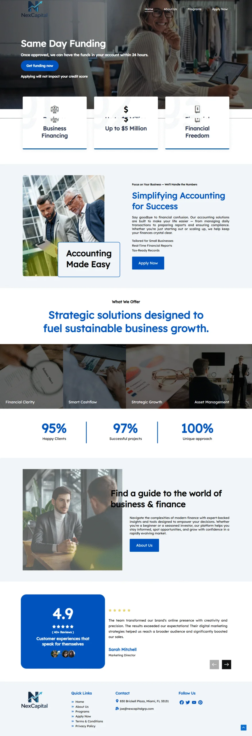 Portfolio showcase of finance and accounting service website design