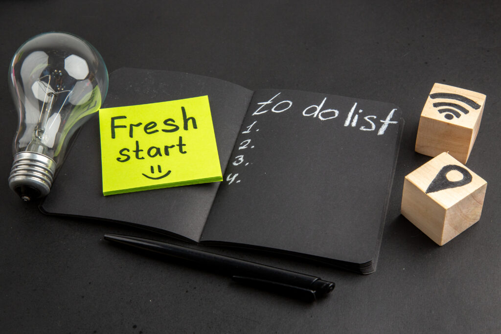 Fresh start note with to-do list for logo redesign